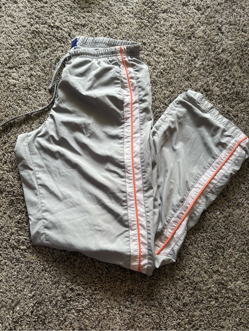 Reebok Light Gray Joggers with Coral Side Stripe